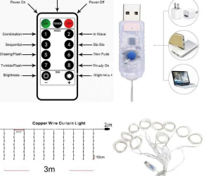 Занавес "Капельки росы" 100 LED USB с пультом