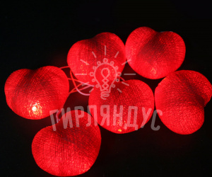 Сердечки из ниток "Красные"